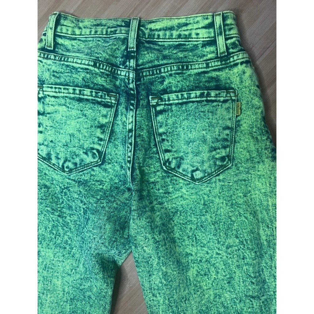 Vibrant Green Acid Wash Jeans High Rise Relaxed Straight Leg 90s Grunge Size 1 - Picture 7 of 7